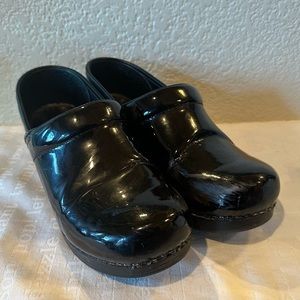 Dansko Black Patent Clogs
